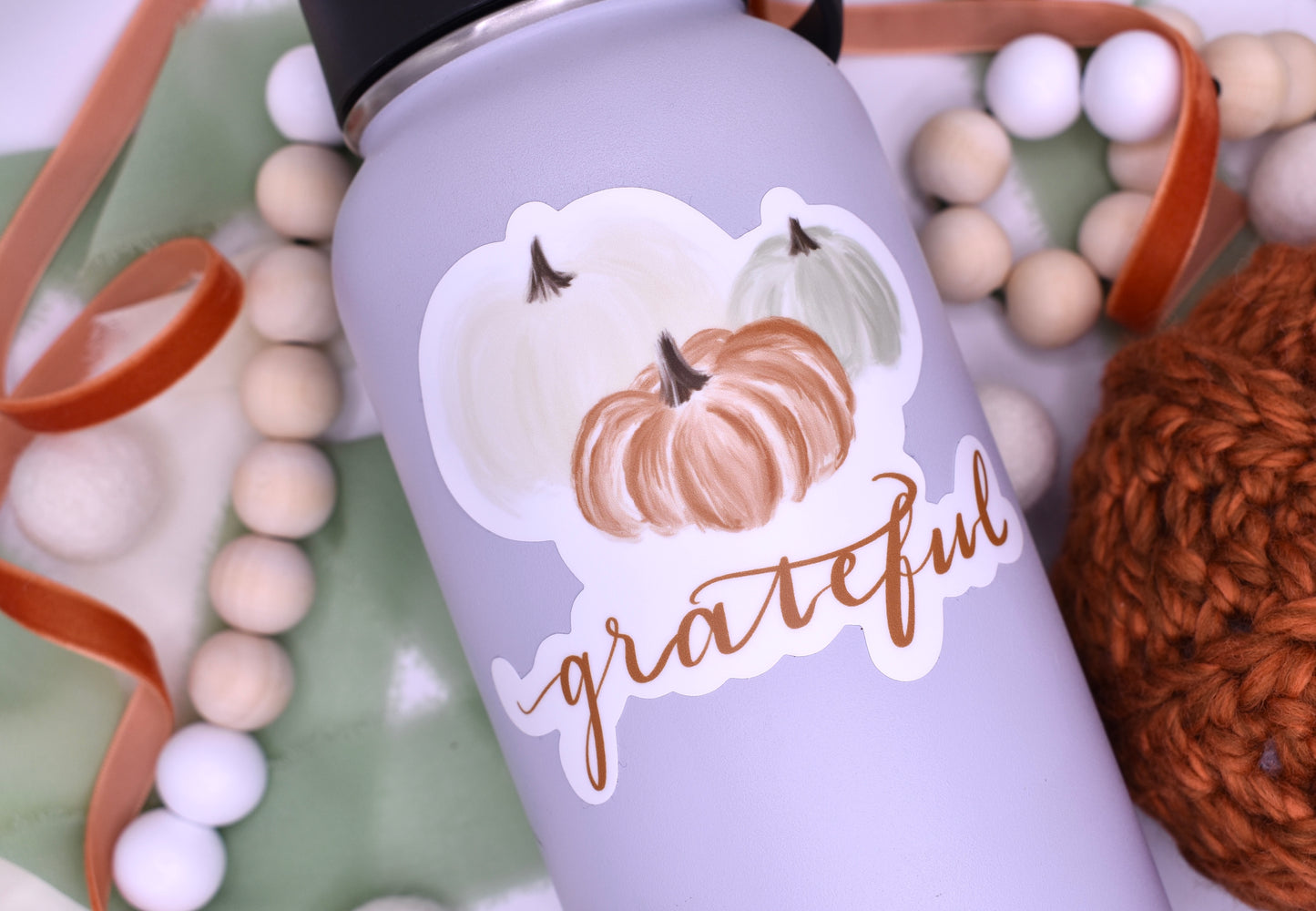 Grateful Pumpkin Sticker, 4x3.21in