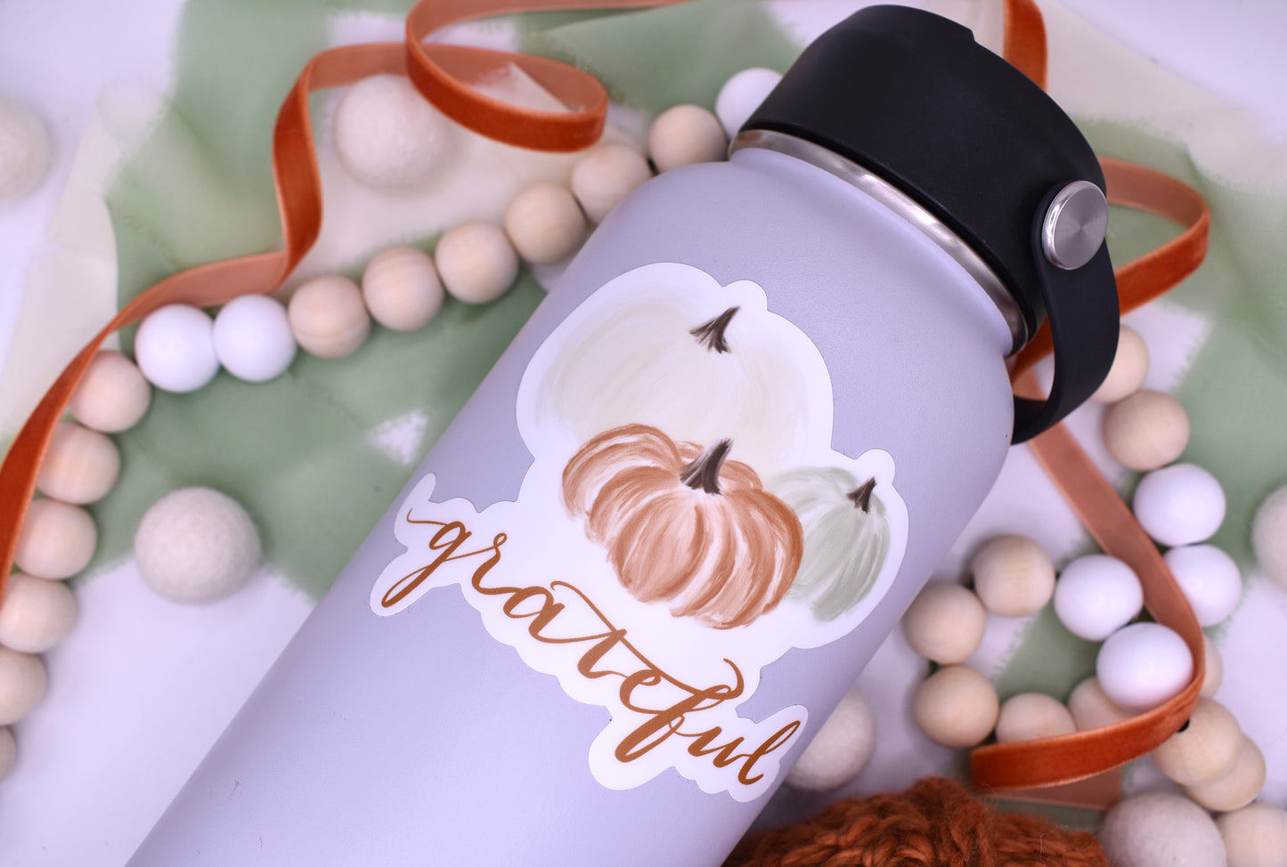 Grateful Pumpkin Sticker, 4x3.21in