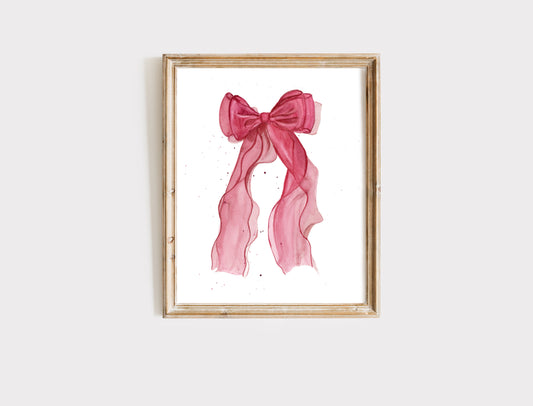 Effervescent Pink Chiffon Bow Art Print - Charmingly Whimsical & Elegant
