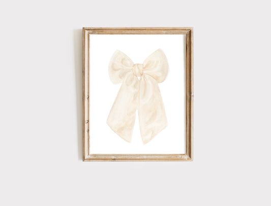 Neutral Watercolor Bow - Art Print