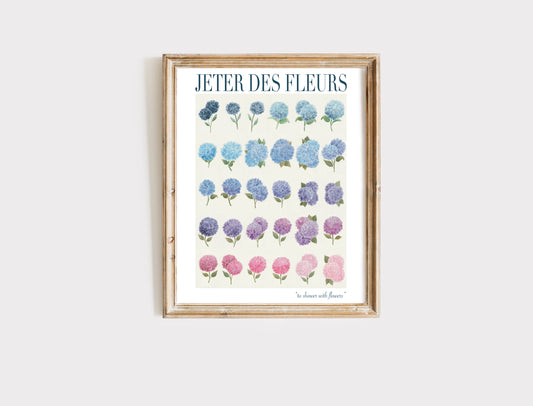 Jeter Des Fleurs Hydrangea Art Print