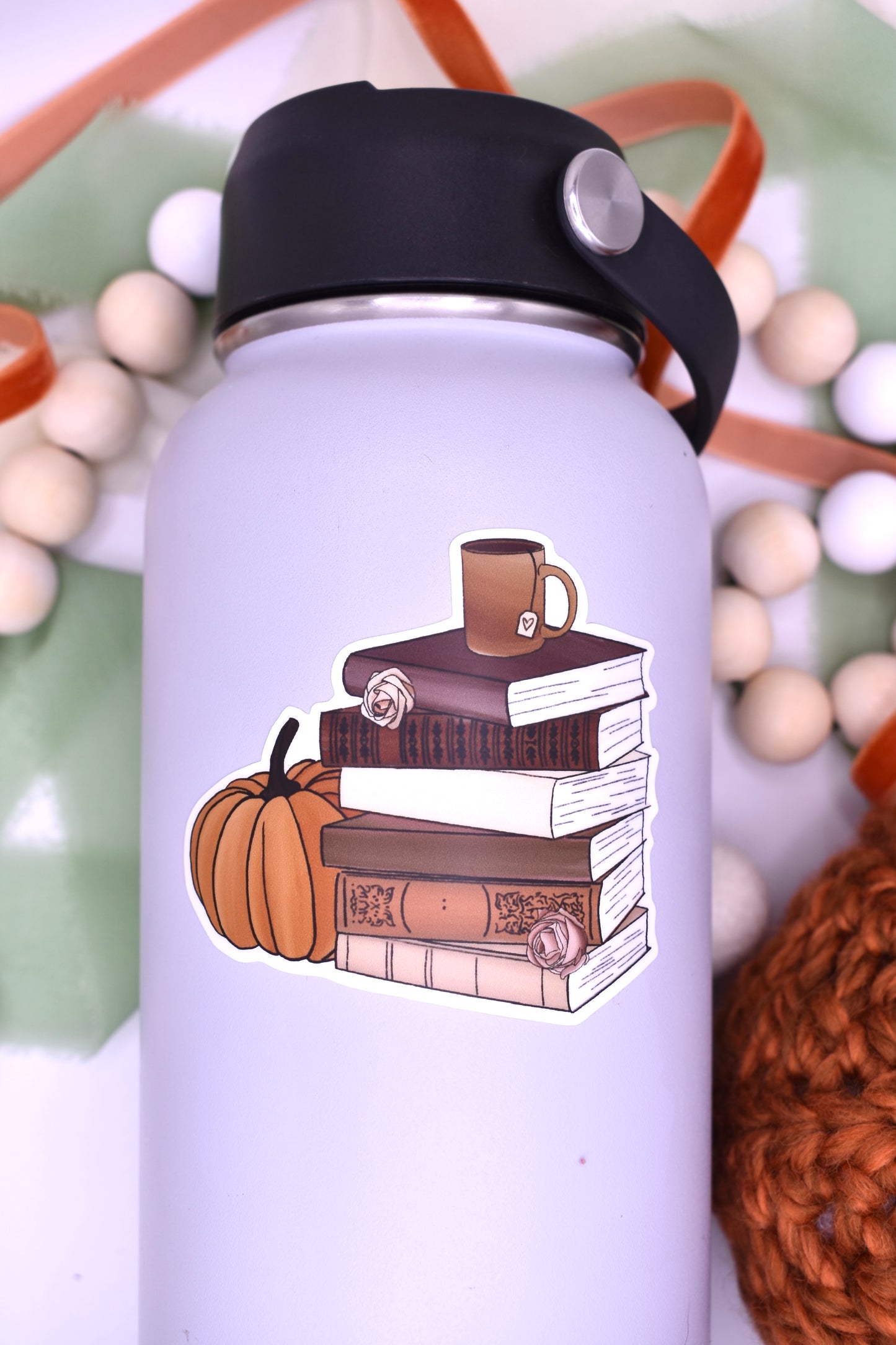 Autumn Book Stack Sticker, 3x2.68in