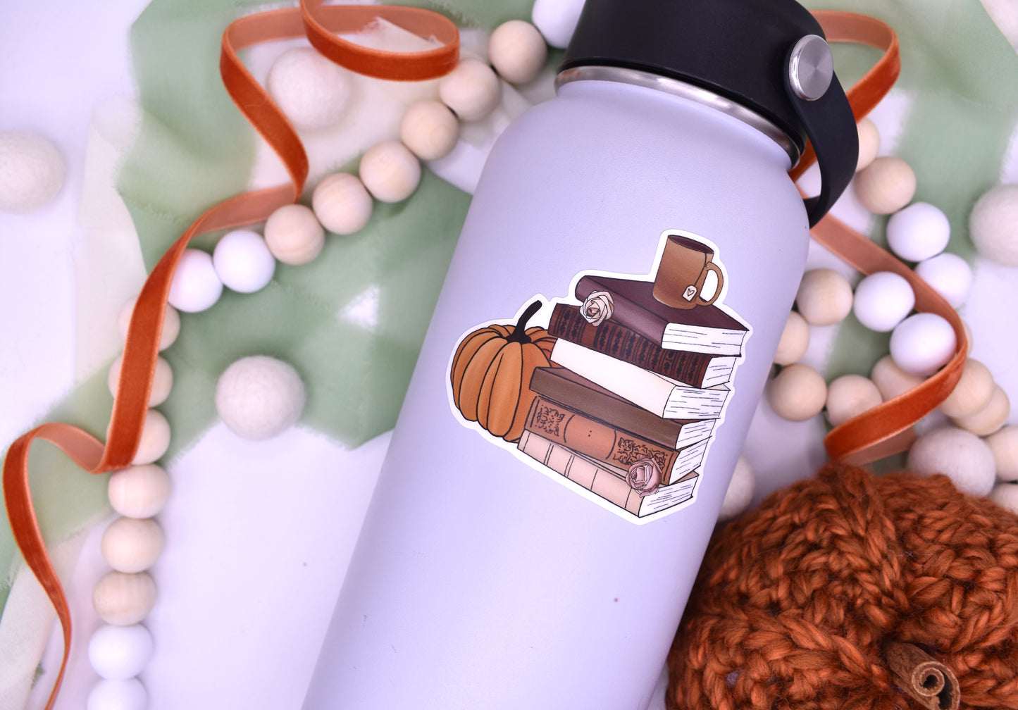 Autumn Book Stack Sticker, 3x2.68in