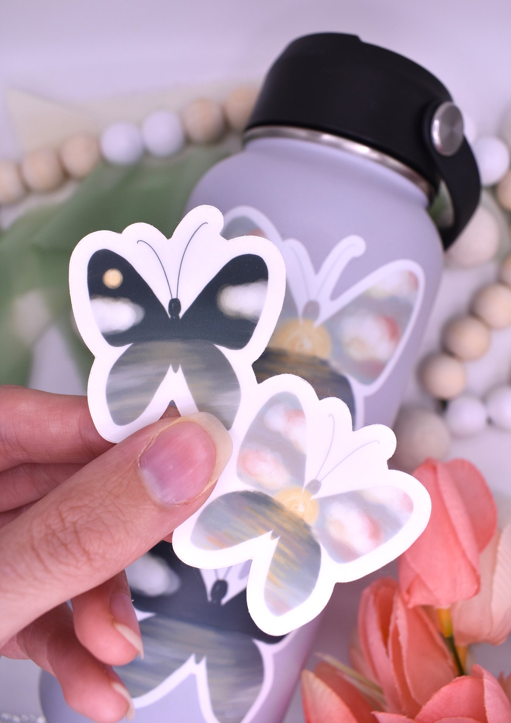 night and day beach themed butterflies sticker