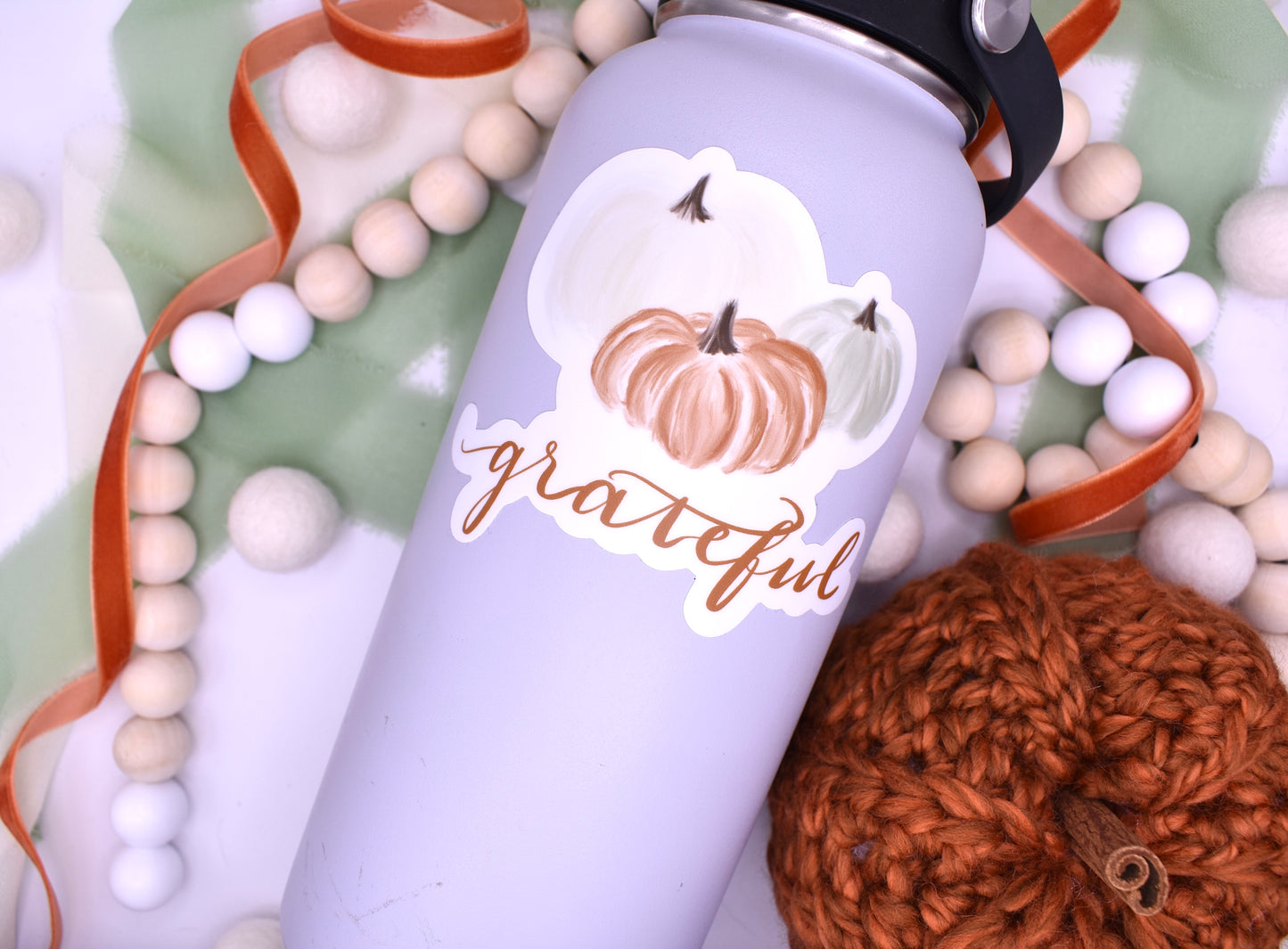 Grateful Pumpkin Sticker, 4x3.21in
